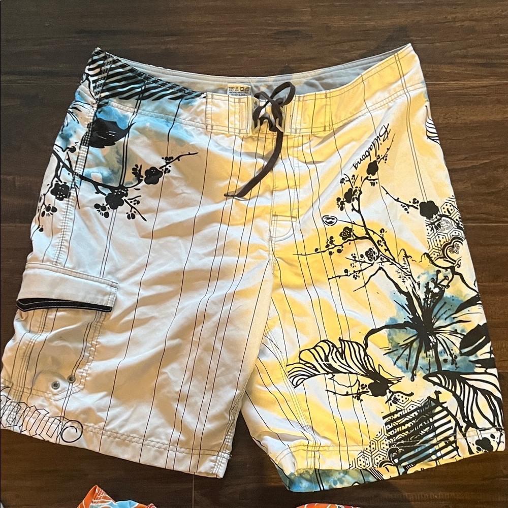 Floral Blue and Orange Swim Trunks - Picture 4 of 5